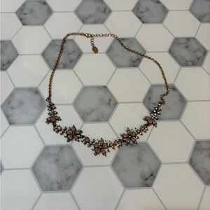 Elegant Floral Necklace with Pink and Gold Accents